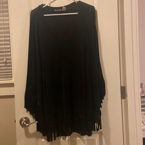Chicos travelers black fringe shawl -S/M